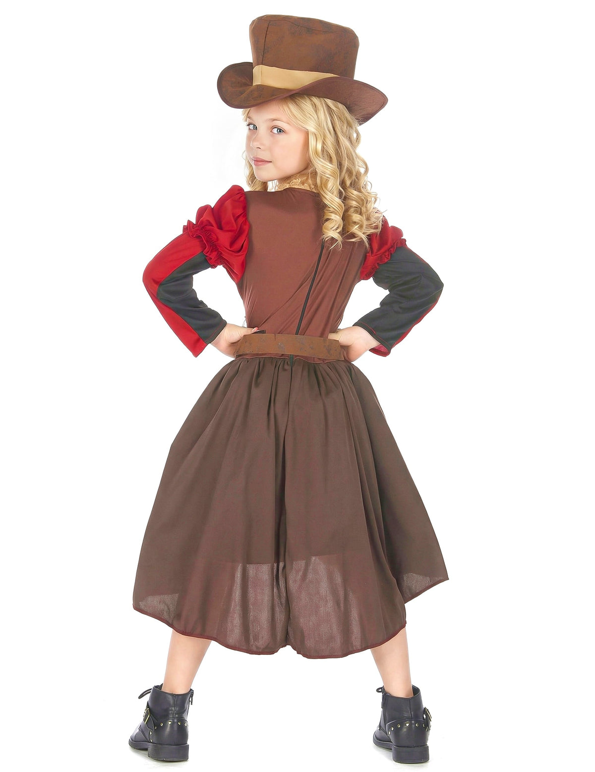 Vue de dos du déguisement steampunk luxe pour fille