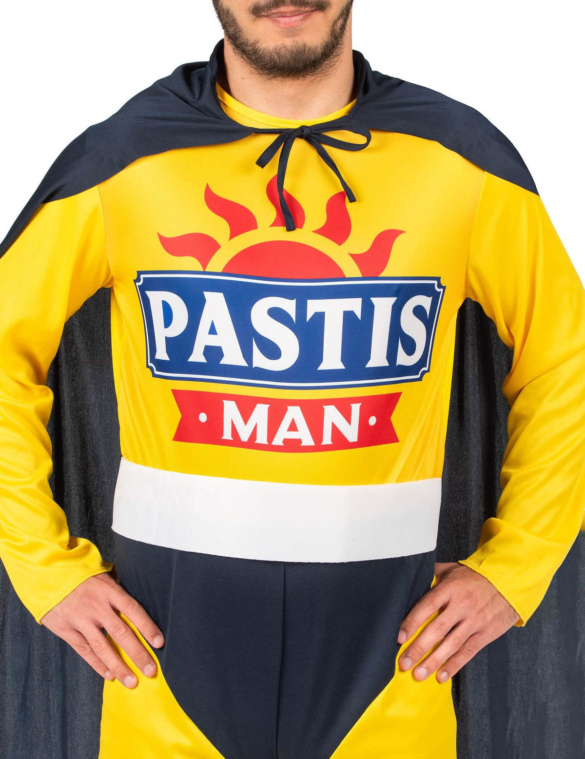 Detail na logo kostýmu Super Pastis Man
