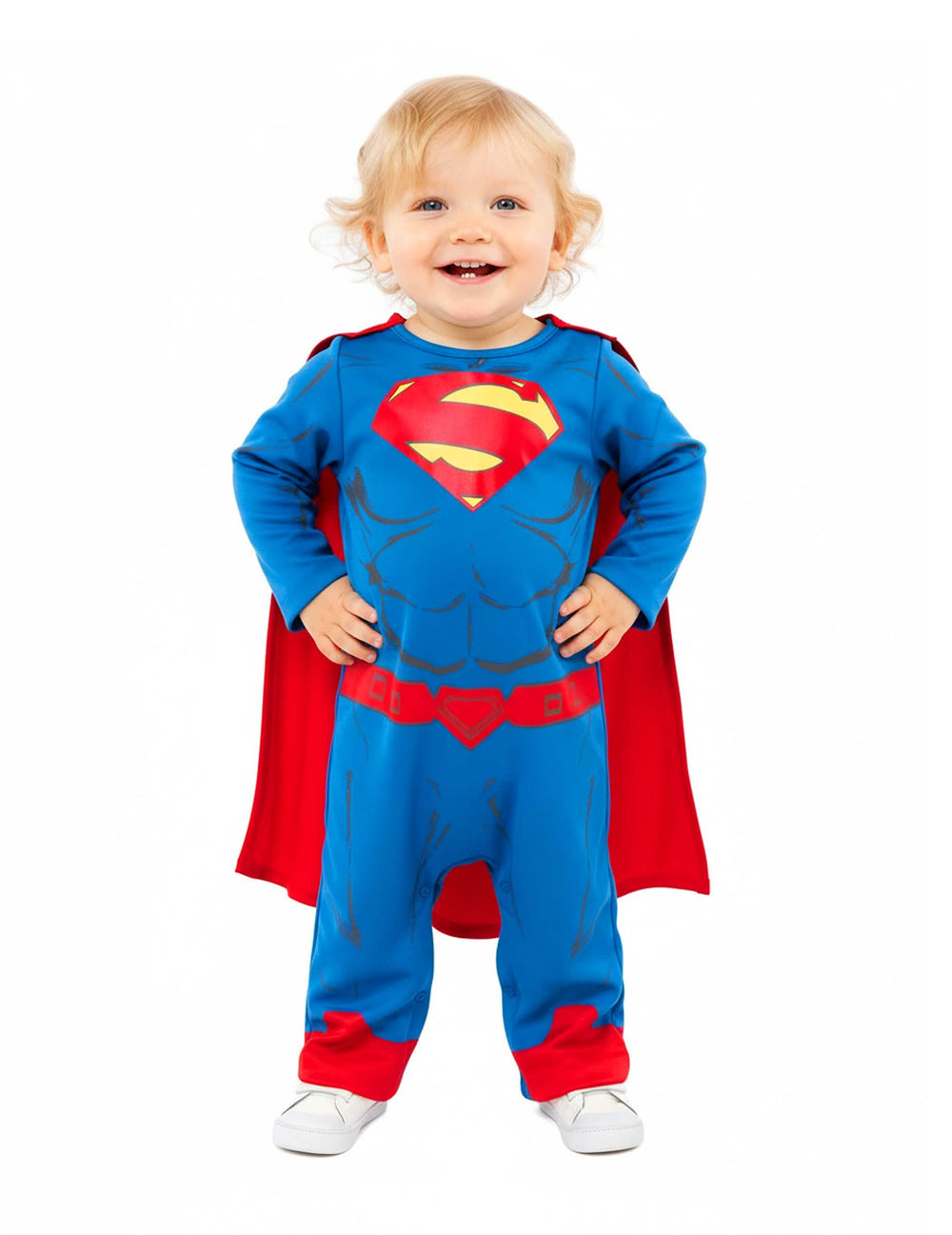 Pohľad spredu na kostým Superman pre bábätko