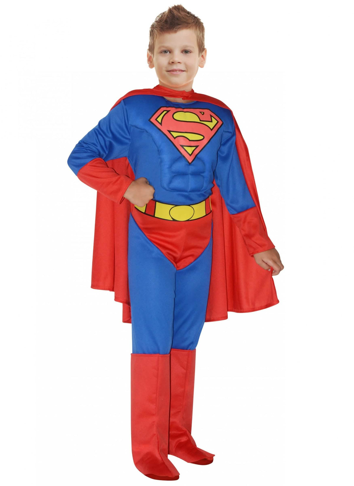 Pohľad zozadu na svalnatý kostým Superman pre chlapec