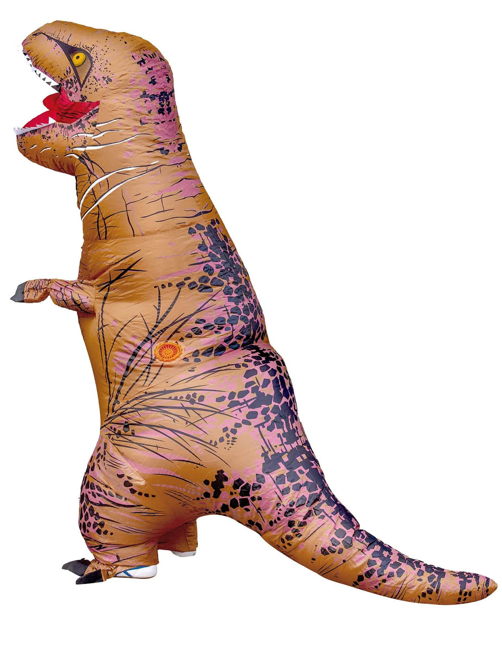 Bočný pohľad na nes ma kostým T-rexa pre dospelý