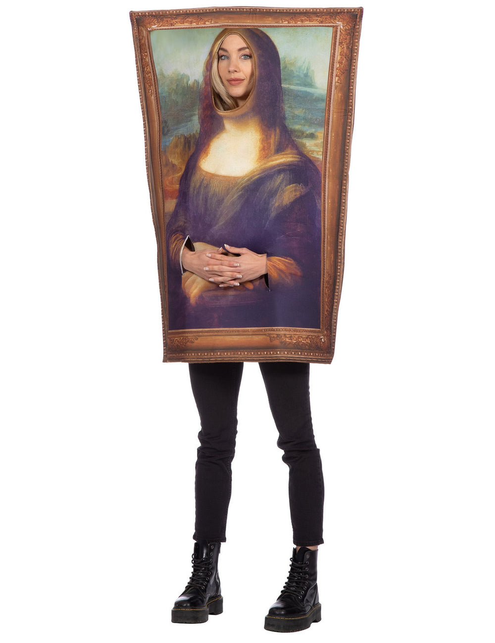 Déguisement tableau Mona Lisa pour adulte avec cadre doré
