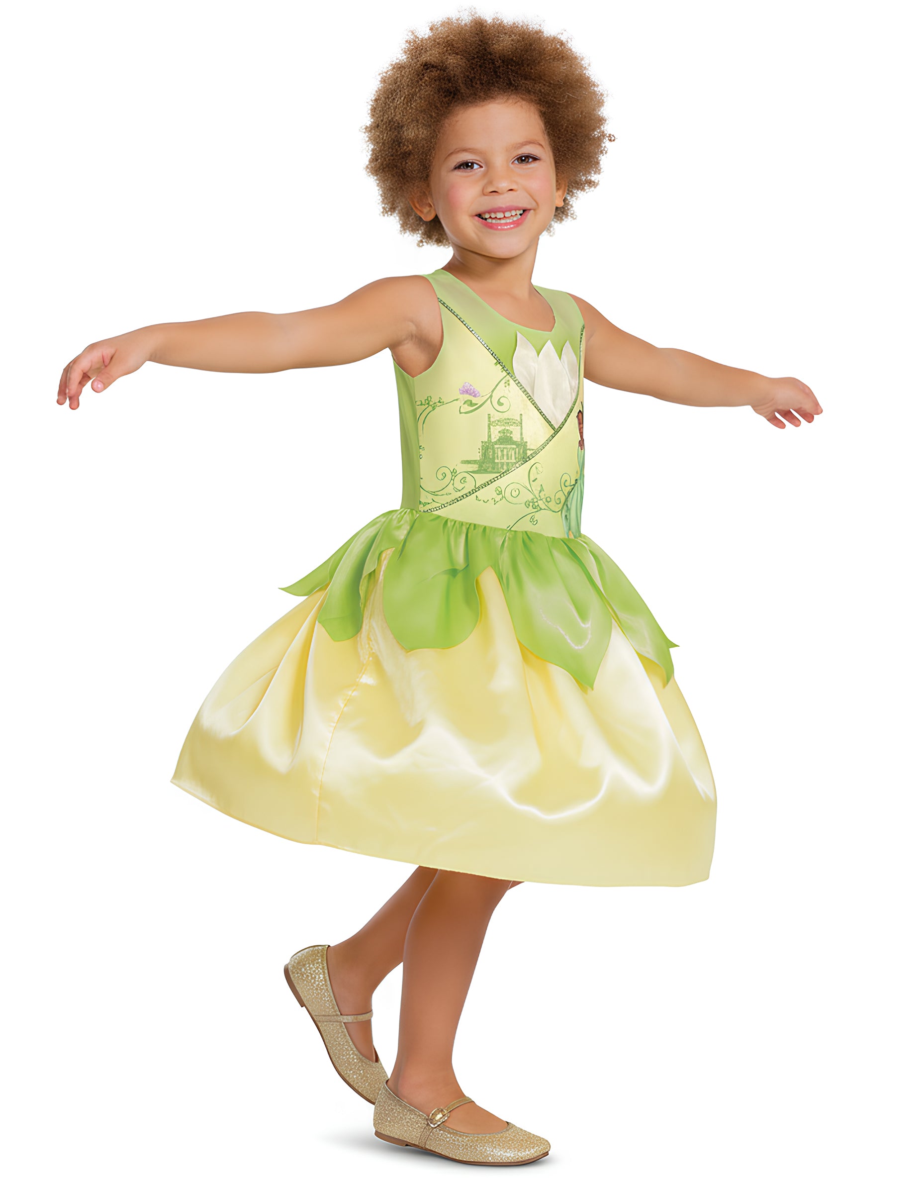 Vue de profil du déguisement Tiana La princesse et la grenouille pour fille