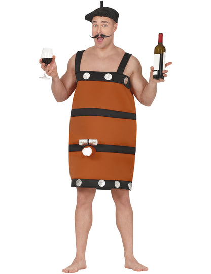 Humorný kostým vínového sudu pre dospelých 