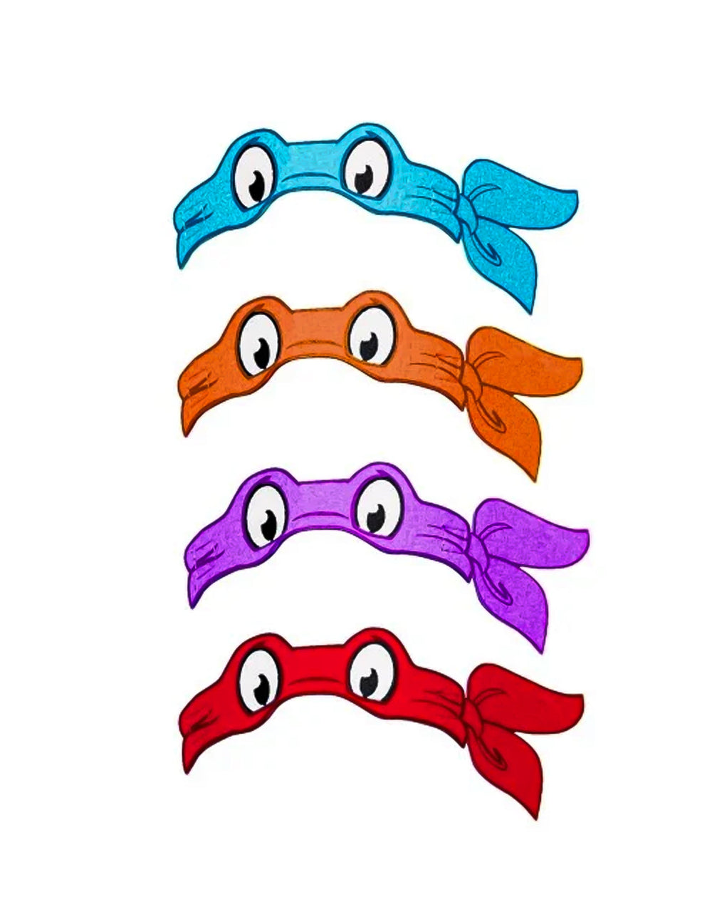 Détail des quatre bandeaux colorés du déguisement Tortue Ninja™ pour bébé