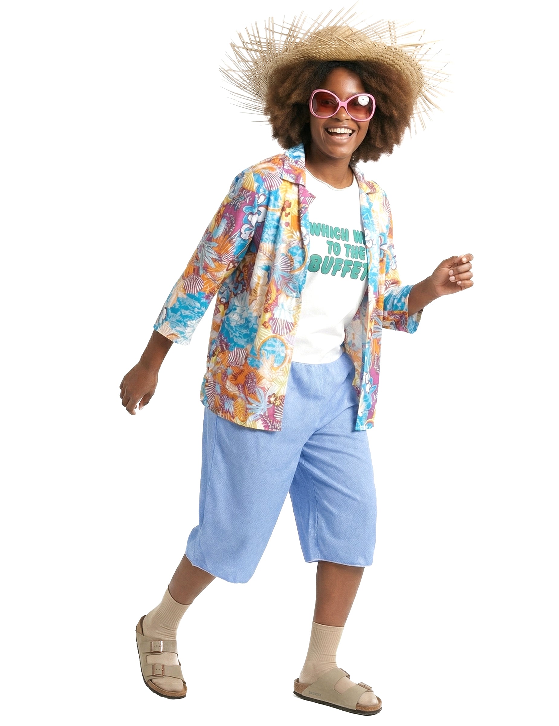 Vue de profil du déguisement de touriste kitsch pour adulte