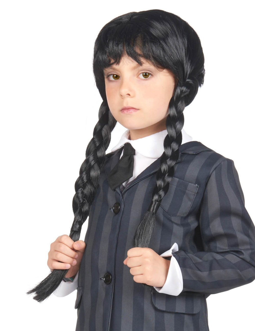 Gros plan sur le haut du déguisement uniforme scolaire gothique pour enfant