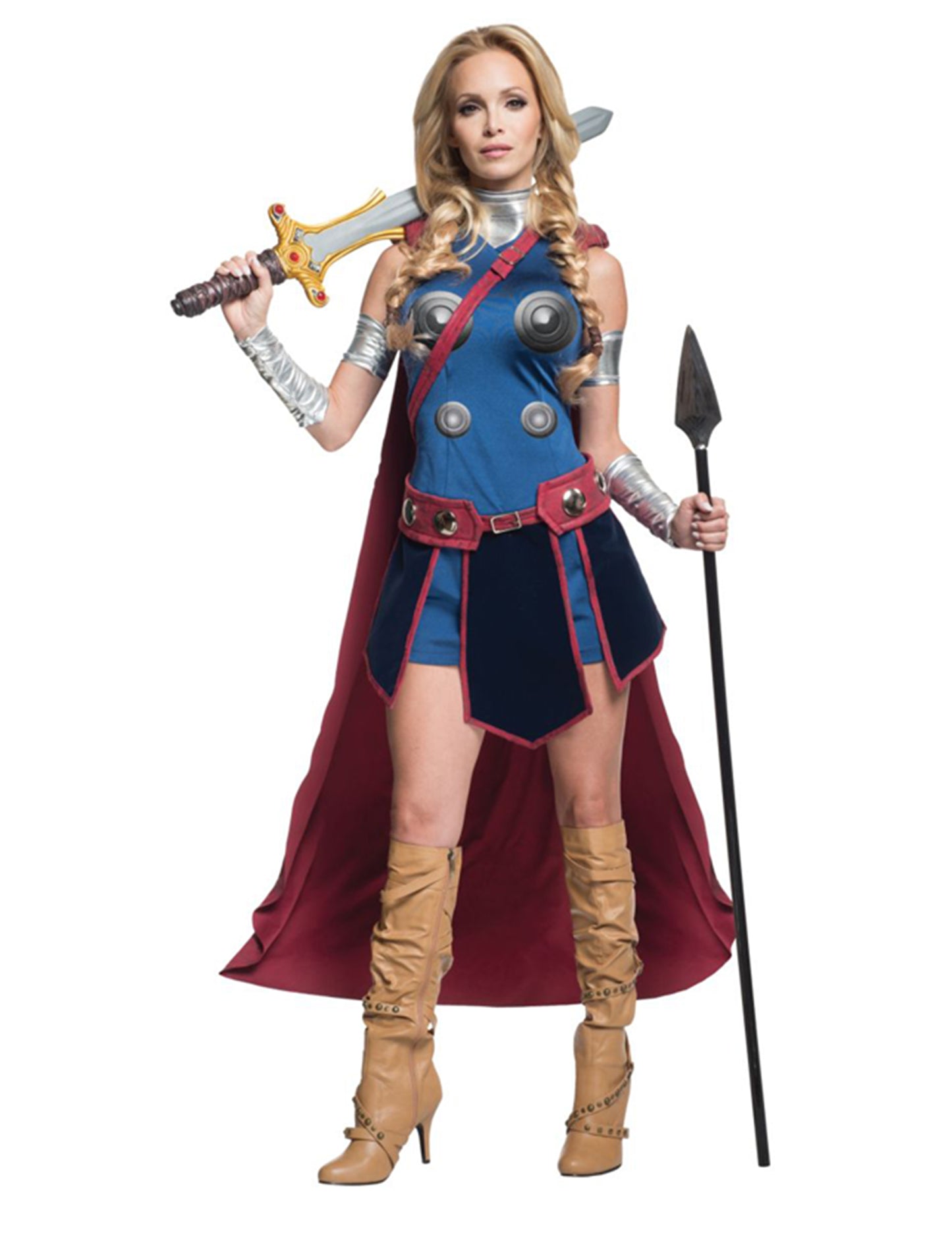 Déguisement Valkyrie™ pour femme bleu et rouge avec cape