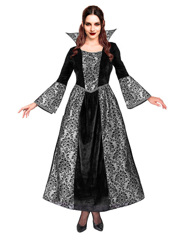 Dámsky čierny a strieborný barokový kostým upír