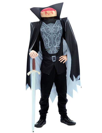 Déguisement de vampire décapité pour enfant noir et gris avec cou ensanglanté