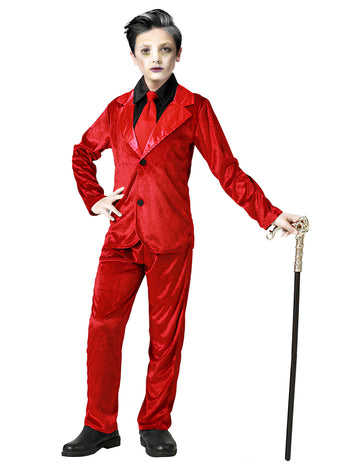 Elegantný kostým červeného upíra pre deti
