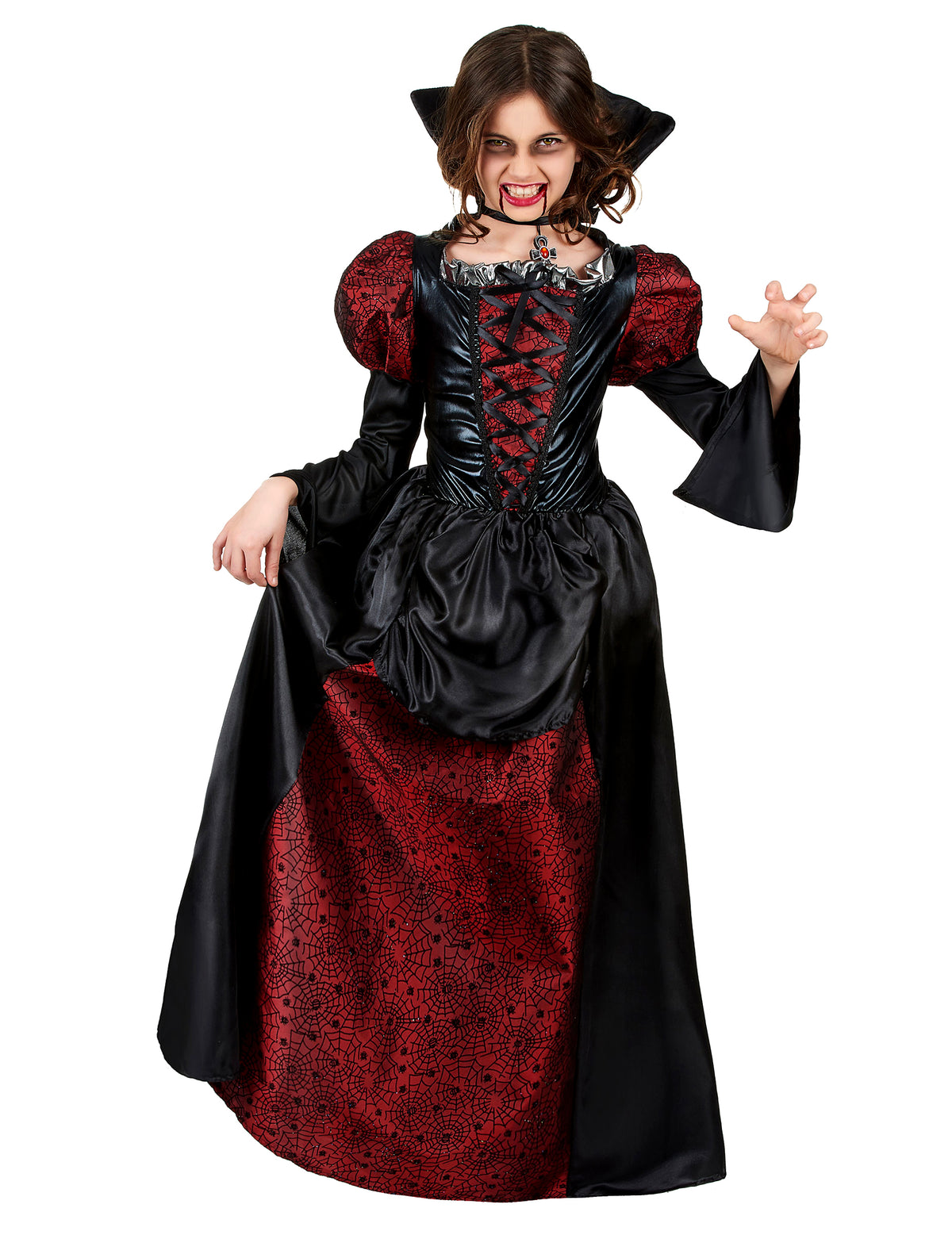 Vue de profil du déguisement vampire manches bouffantes