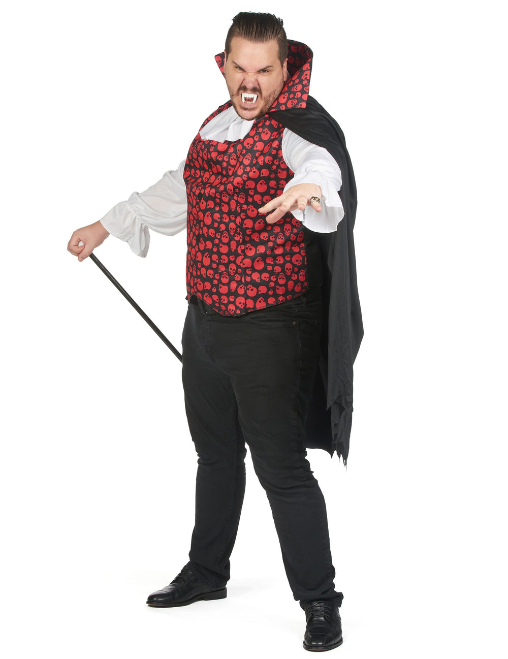 Vue de profil du déguisement de vampire pour homme grande taille