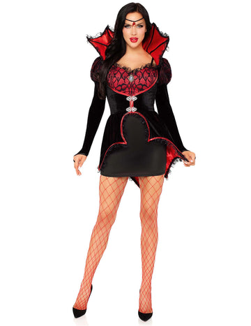 Sexy červený a čierny kostým upíra pre ženy