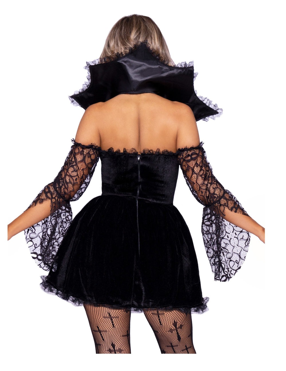 Vue de dos du déguisement vampire victorienne luxe pour femme