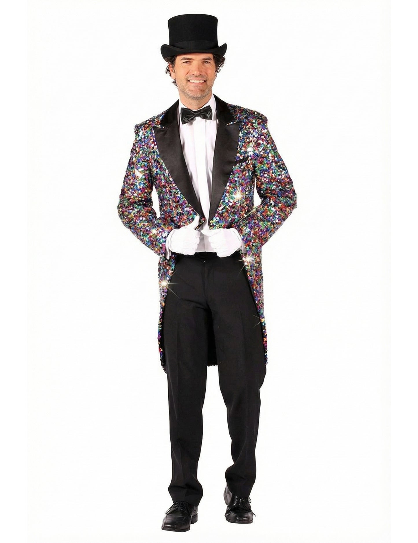 Pánsky karnevalový kostým s viacfarebnými flitrami