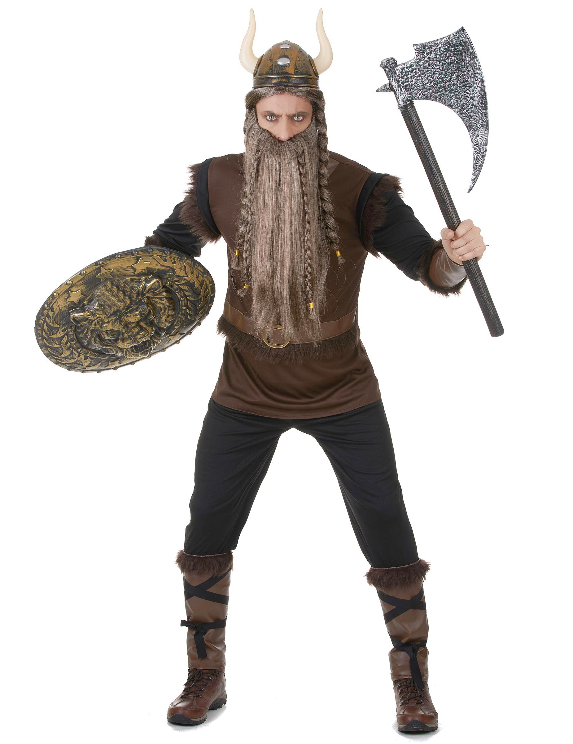 Déguisement Viking effet cuir pour homme marron et noir