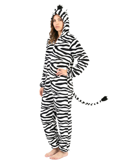 Vue de profil du déguisement zèbre pour femme