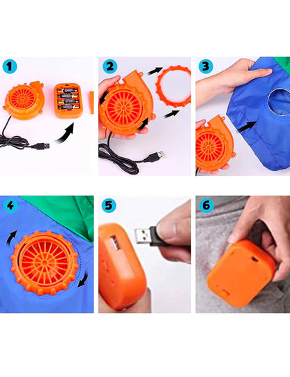 Étapes d'installation du système de gonflage du déguisement gonflable de zèbre pour adulte