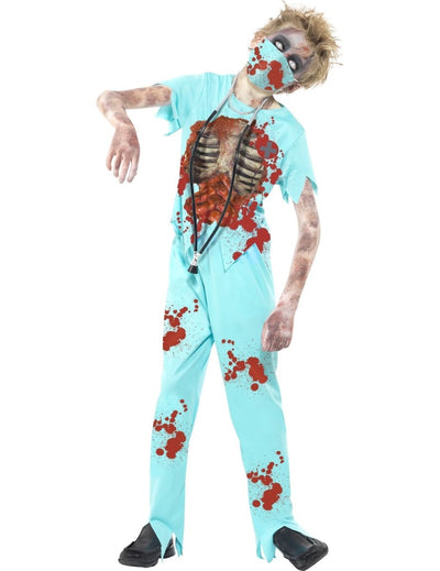 Vue de face du déguisement docteur zombie pour enfant