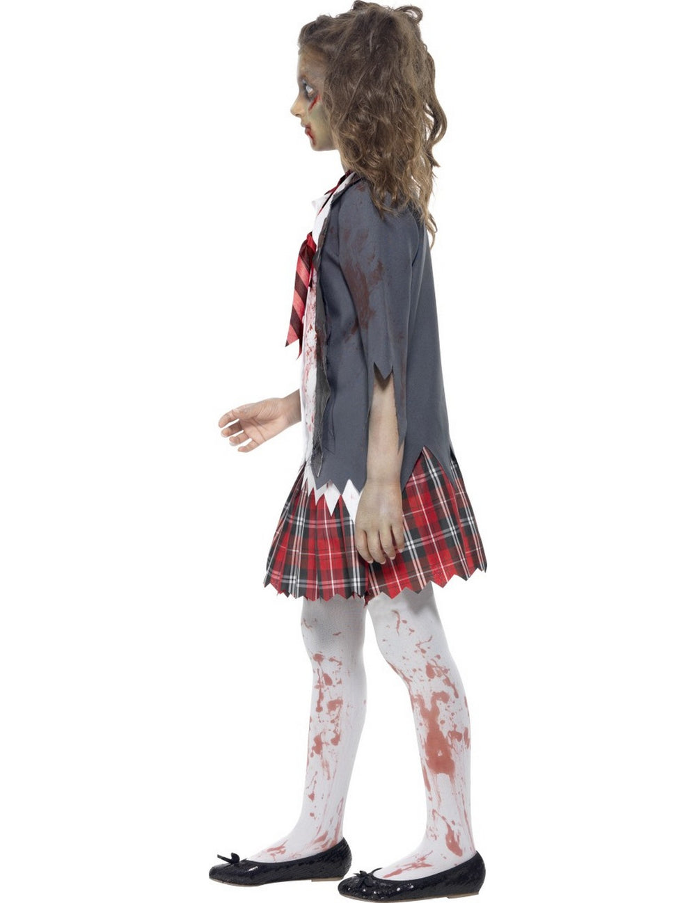 Vue de profil du déguisement de zombie écolière