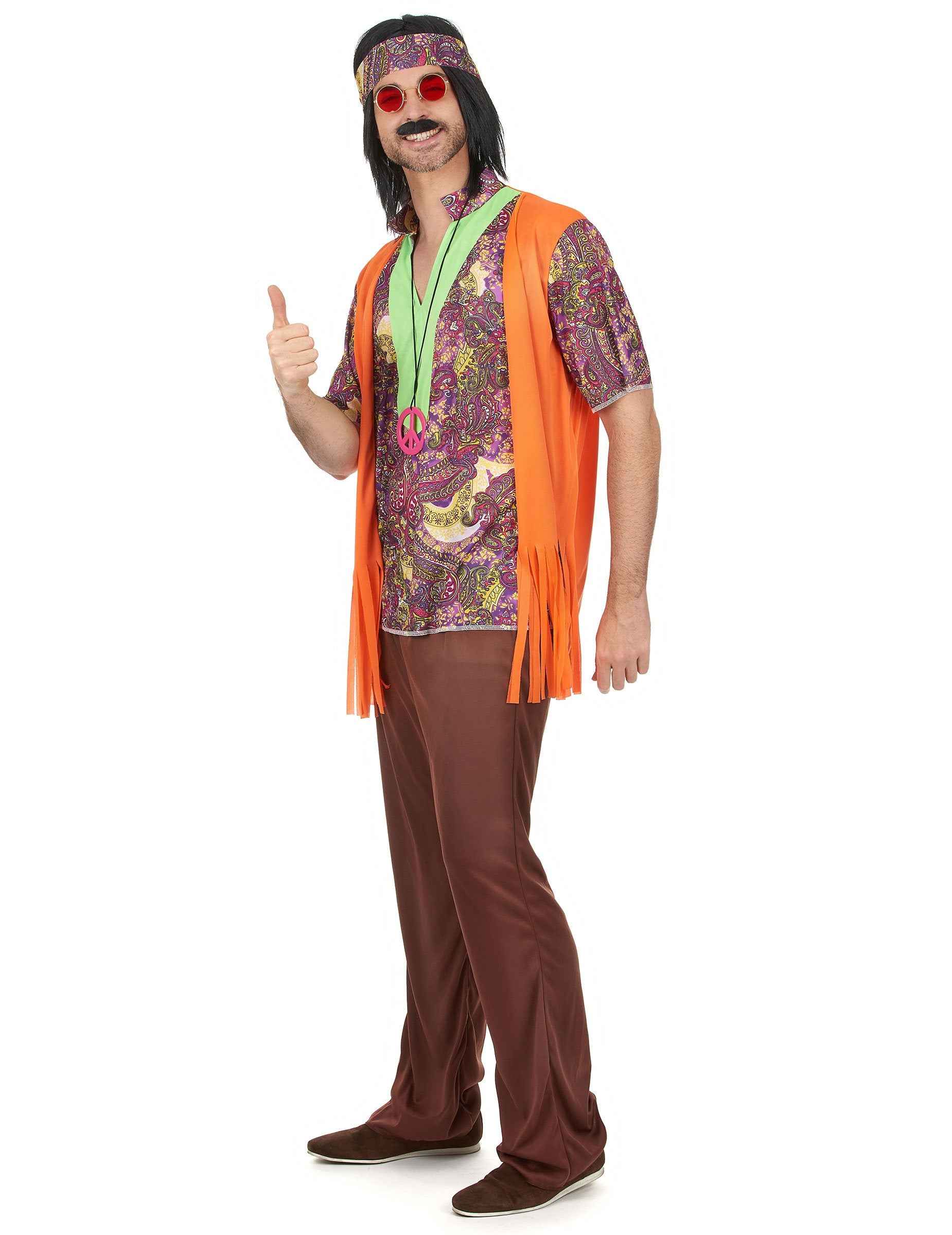 Vue de profil du déguisement hippie pour homme