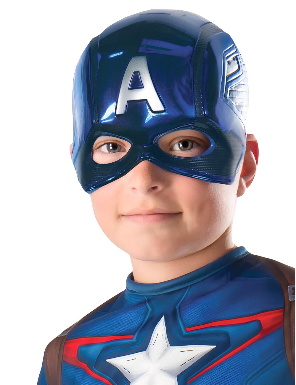 Polovičná maska Captain America pre dieťa lesklá modrá so strieborným písmenom a