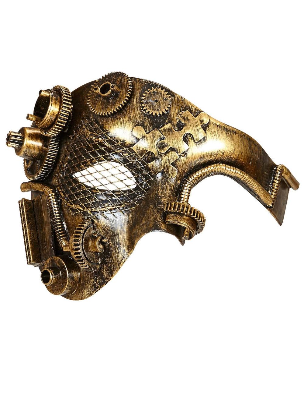 Bočný pohľad na polomasku steampunk pre dospelého