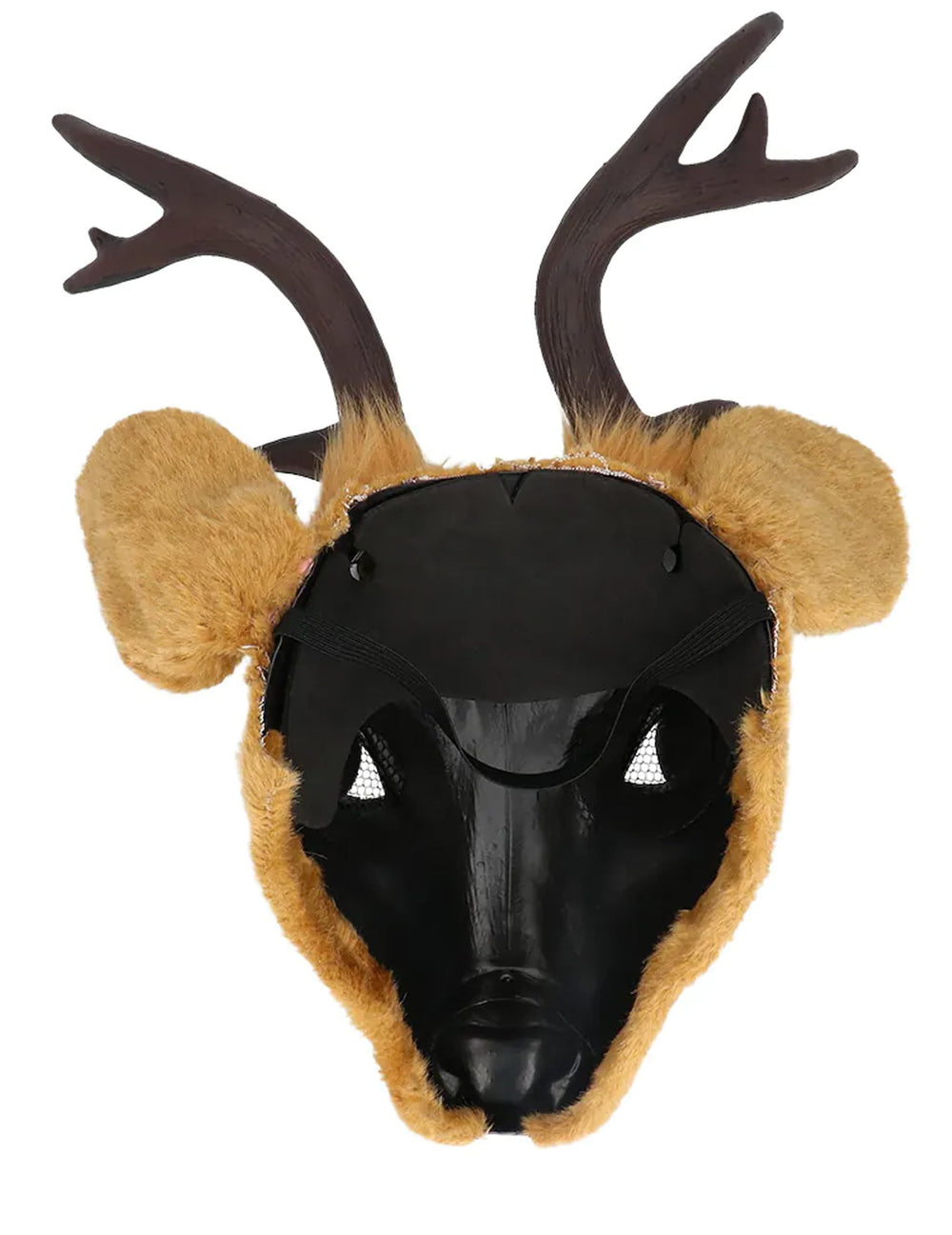 Vue de l'intérieur du demi-masque peluche cerf pour adulte