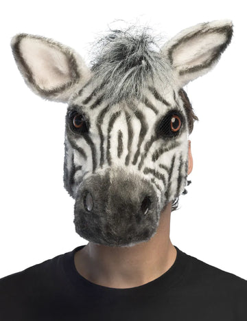 Polovičná maska z plyšu zebra pre dospelých 
