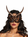 Demi masque sexy Steampunk pour adulte couleur bronze avec cornes et roses