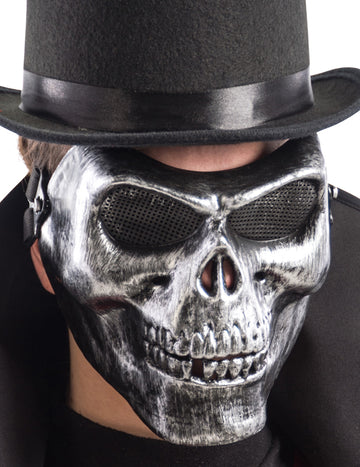Polovičná maska ​​kostrová striebro dospelý