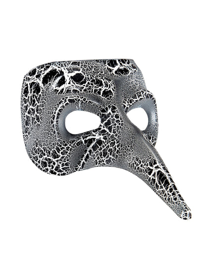 Benátska polomaska pre dospelých s dlhým nosom a praskaným efektom