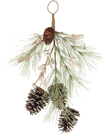 Zostup z borovicových šišiek a šampanského s trblietkami 45 cm zlatá jedľa