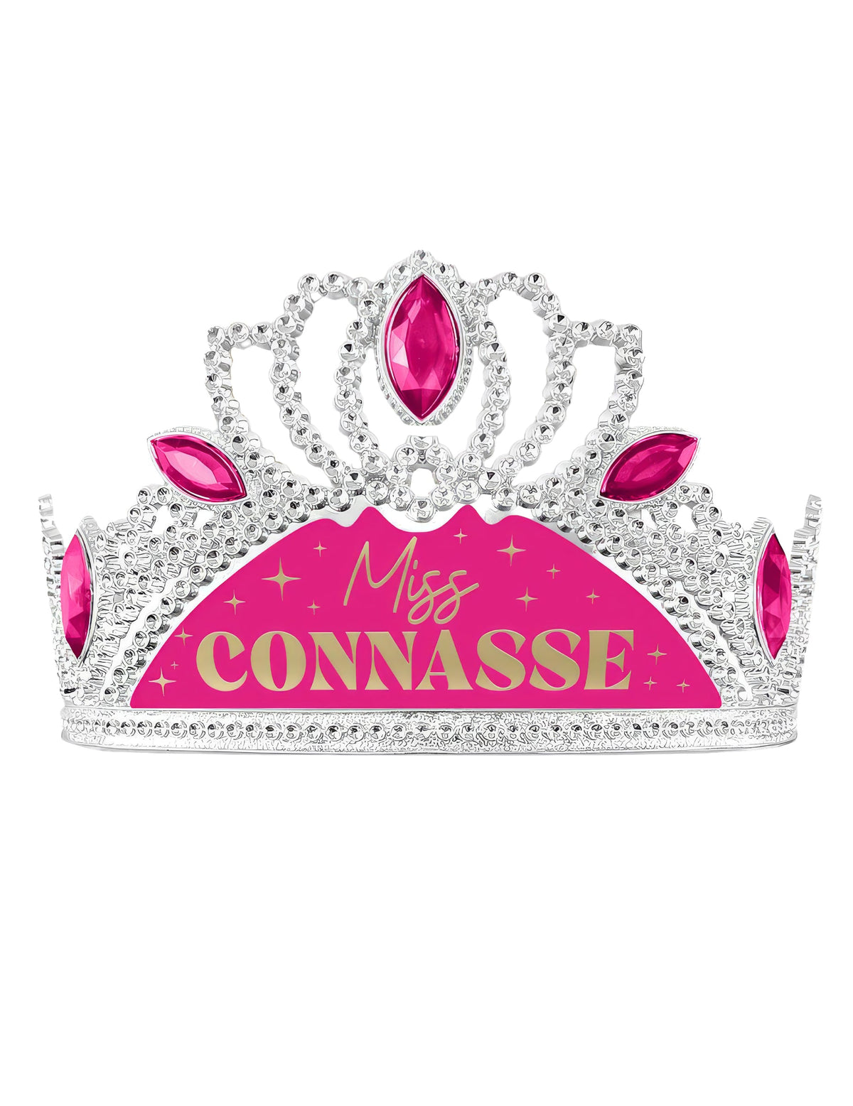 Diadème humoristique Miss Connasse pour femme argenté et rose