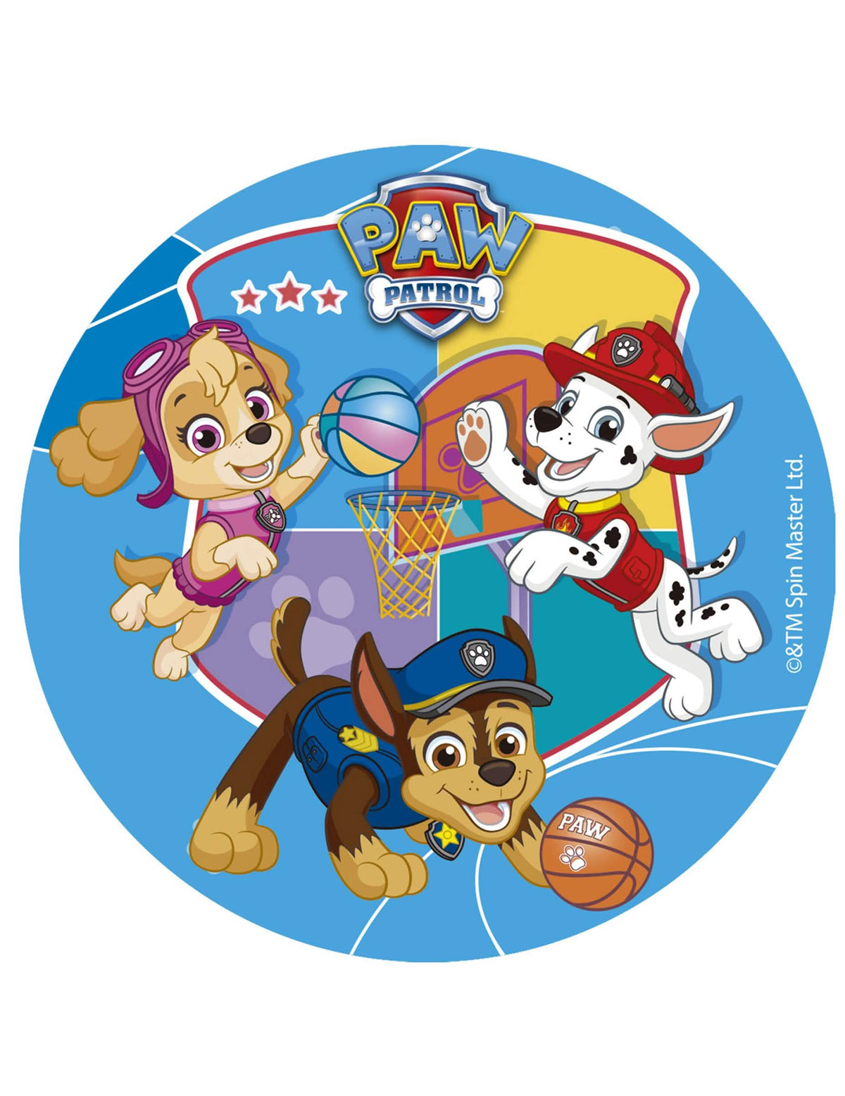 Disque azyme Pat Patrouille pour enfant bleu avec Chase Marcus et Stella