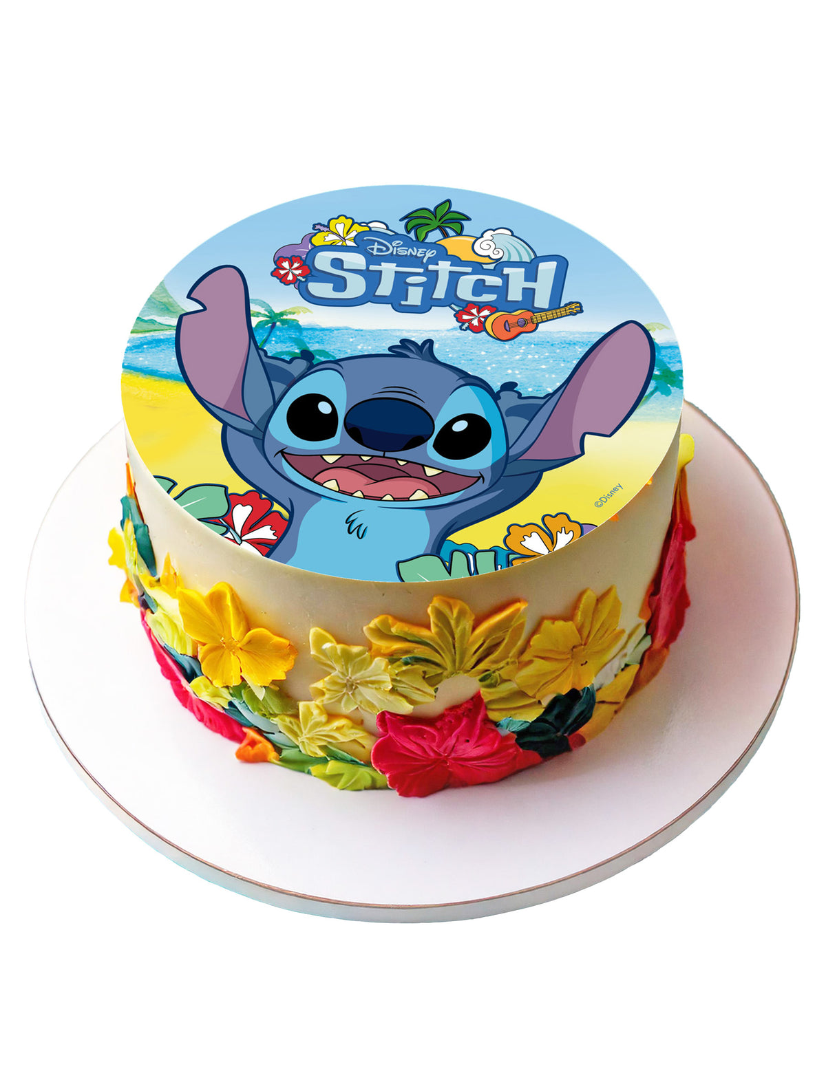 Mise en situation sur un gâteau du disque azyme Stitch