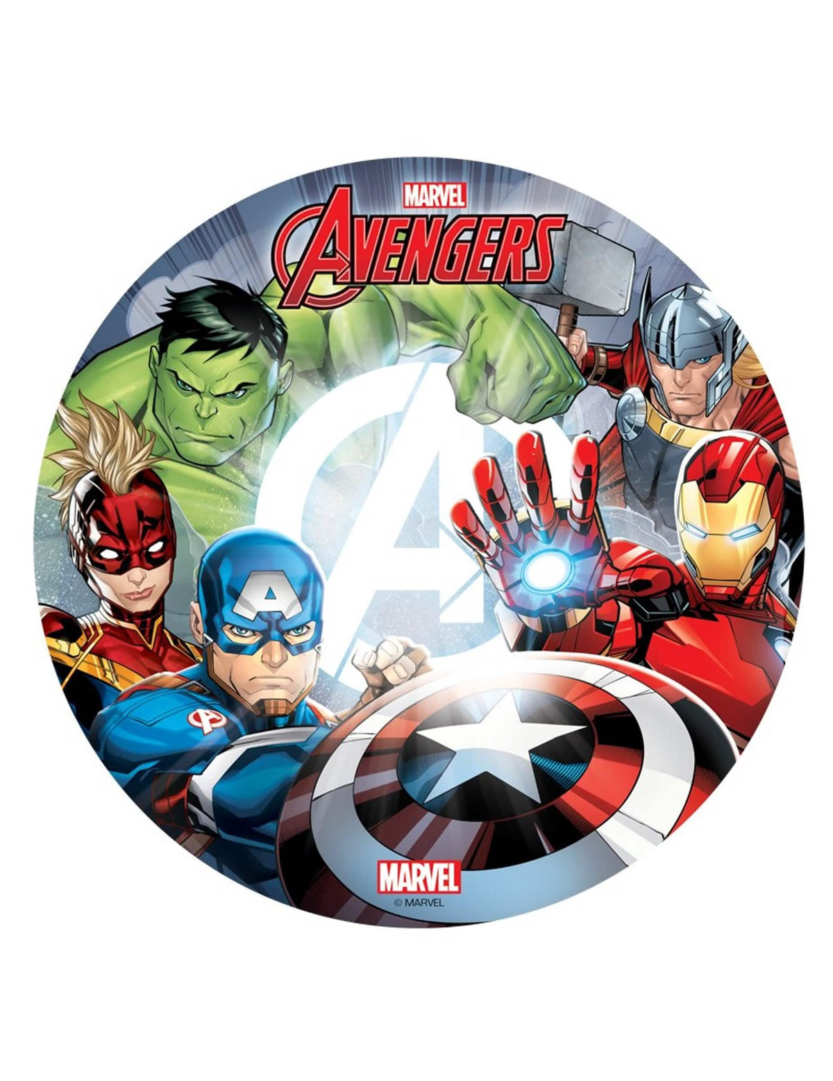 Oblátka na tortu The Avengers pre dieťa viacfarebné s Hulk Iron Man a Captain America