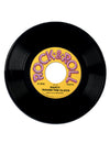 Disque vinyle géant décoration années 50 pour fête noir avec étiquette jaune Rock & Roll