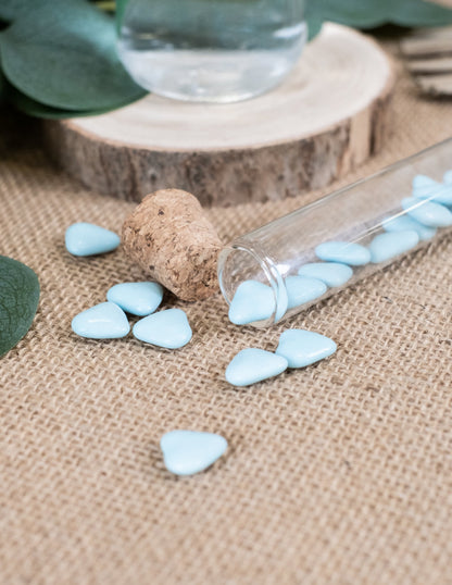 Mini čokoládové srdiečka v svetlomodrej farbe 250 g na prvé sväté prijímanie 