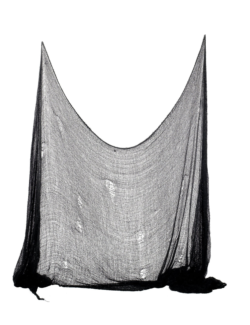 Décoration drap Halloween noir avec mailles déchirées