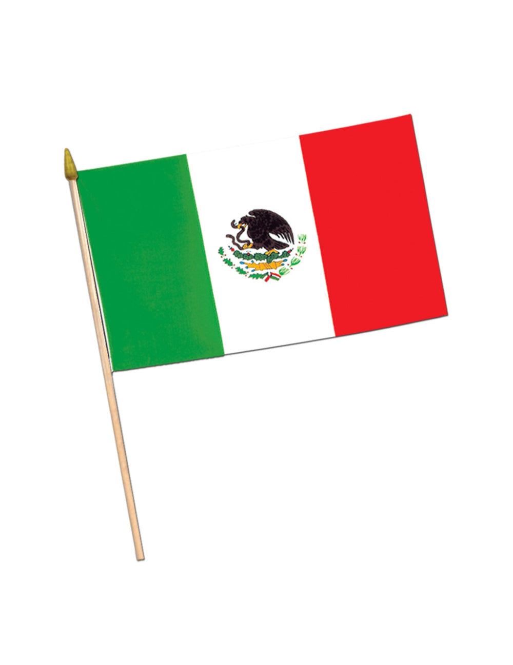 Drapeau Mexique pour fête vert blanc rouge avec hampe en bois