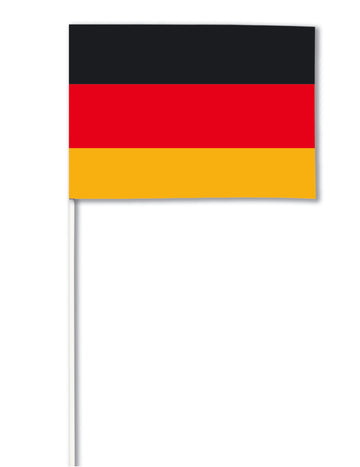 Drapeau papier Allemagne noir rouge et jaune sur tige blanche