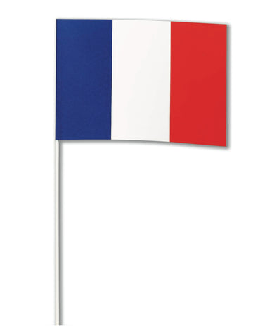 Drapeau papier France bleu blanc rouge sur tige
