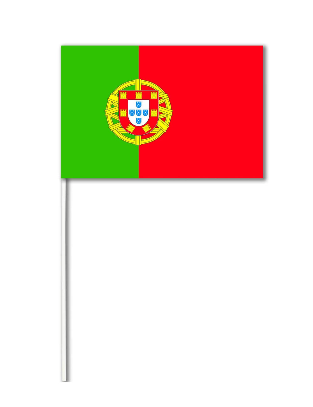 Papierová vlajka portugalsko pre fanúšik zelená a červená na tyčke