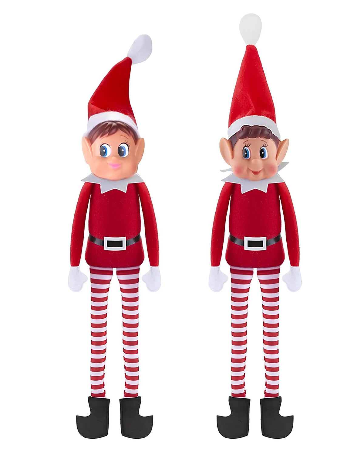 Dvojica vianočných šibalských elfov Elvie a Elfie pre dieťa červeno-biela s prúžkami