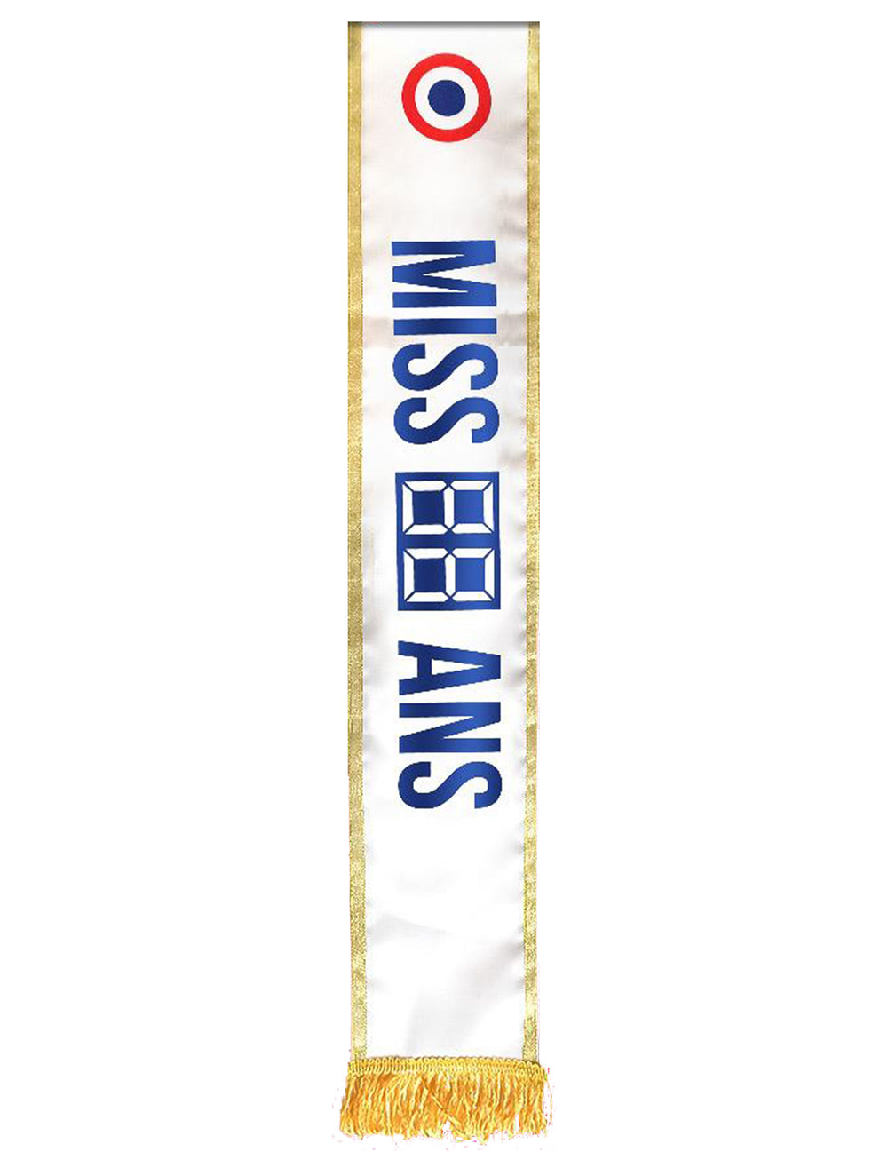 Détail du texte de l'écharpe de miss personnalisable anniversaire
