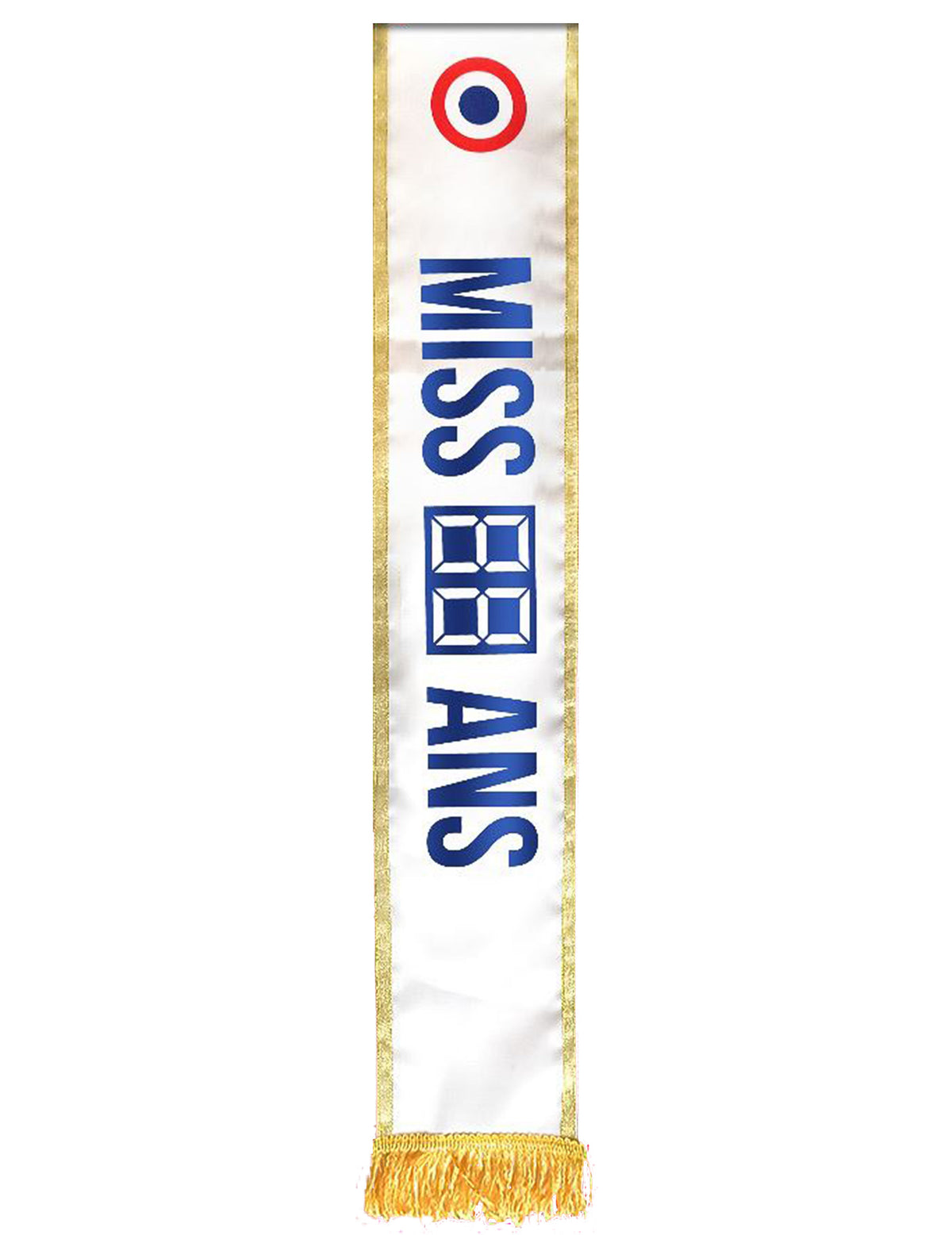 Détail du texte de l'écharpe de miss personnalisable anniversaire