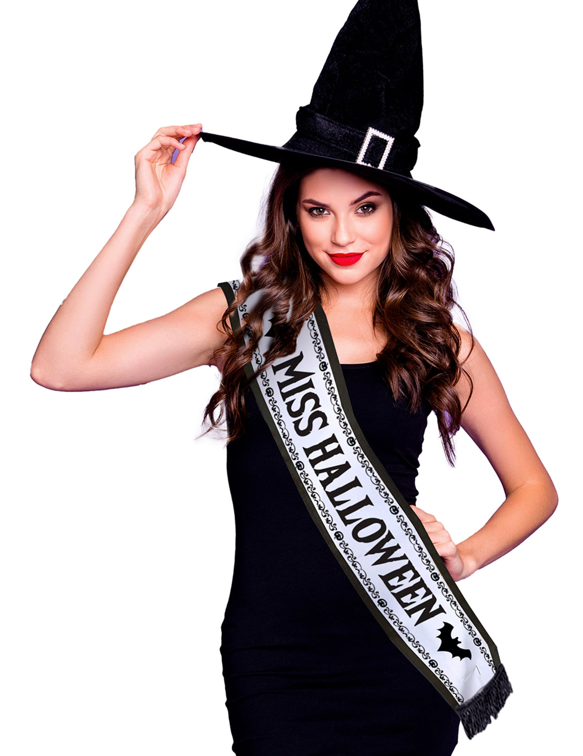 Echarpe Miss Halloween pour adulte blanche et noire