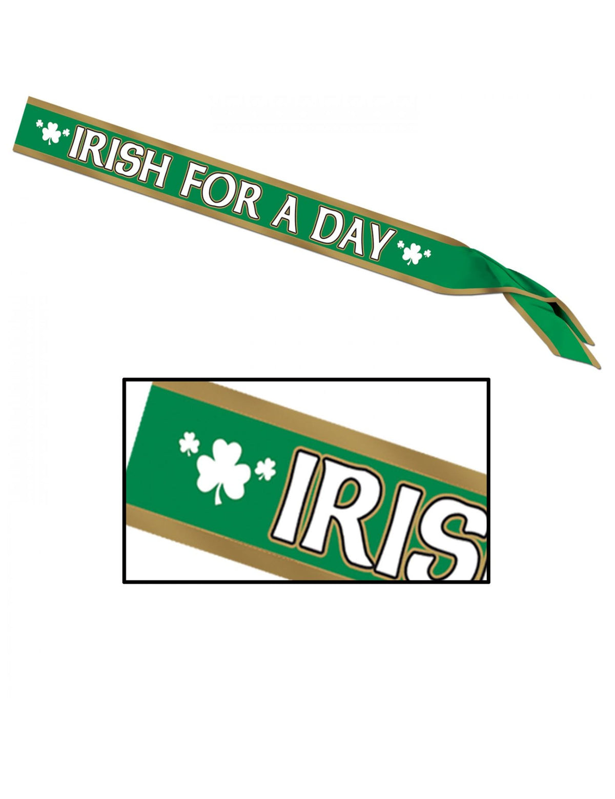 Écharpe satinée Irish for a day verte et dorée avec trèfles